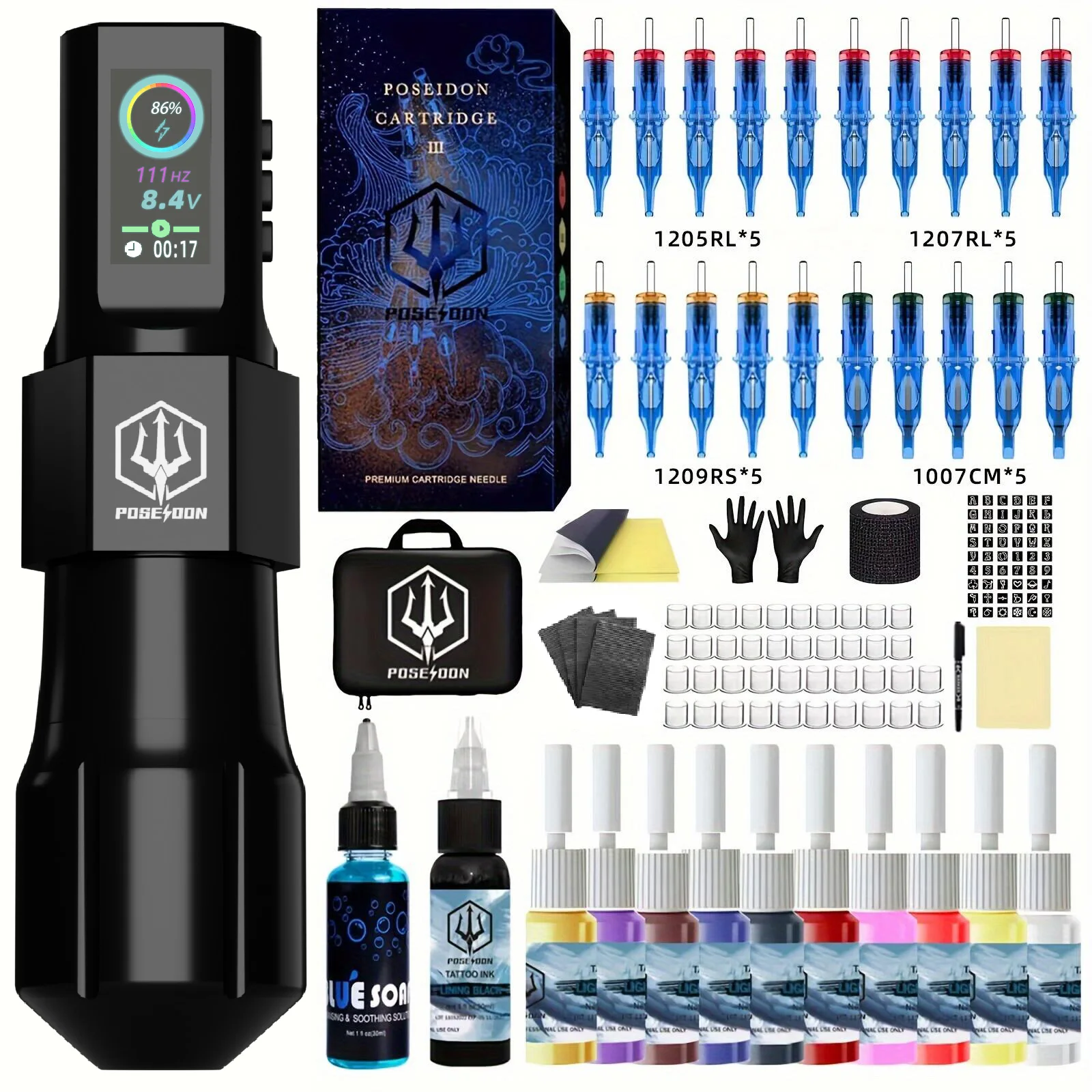 Tattoo Kit oder Tattoo Machnie POSEIDON Neue Coole Tattoo Stift Kit Für Permanent Make-Up Tattoo Maschine Kit Drahtlose Tattoo Gun Kit Image