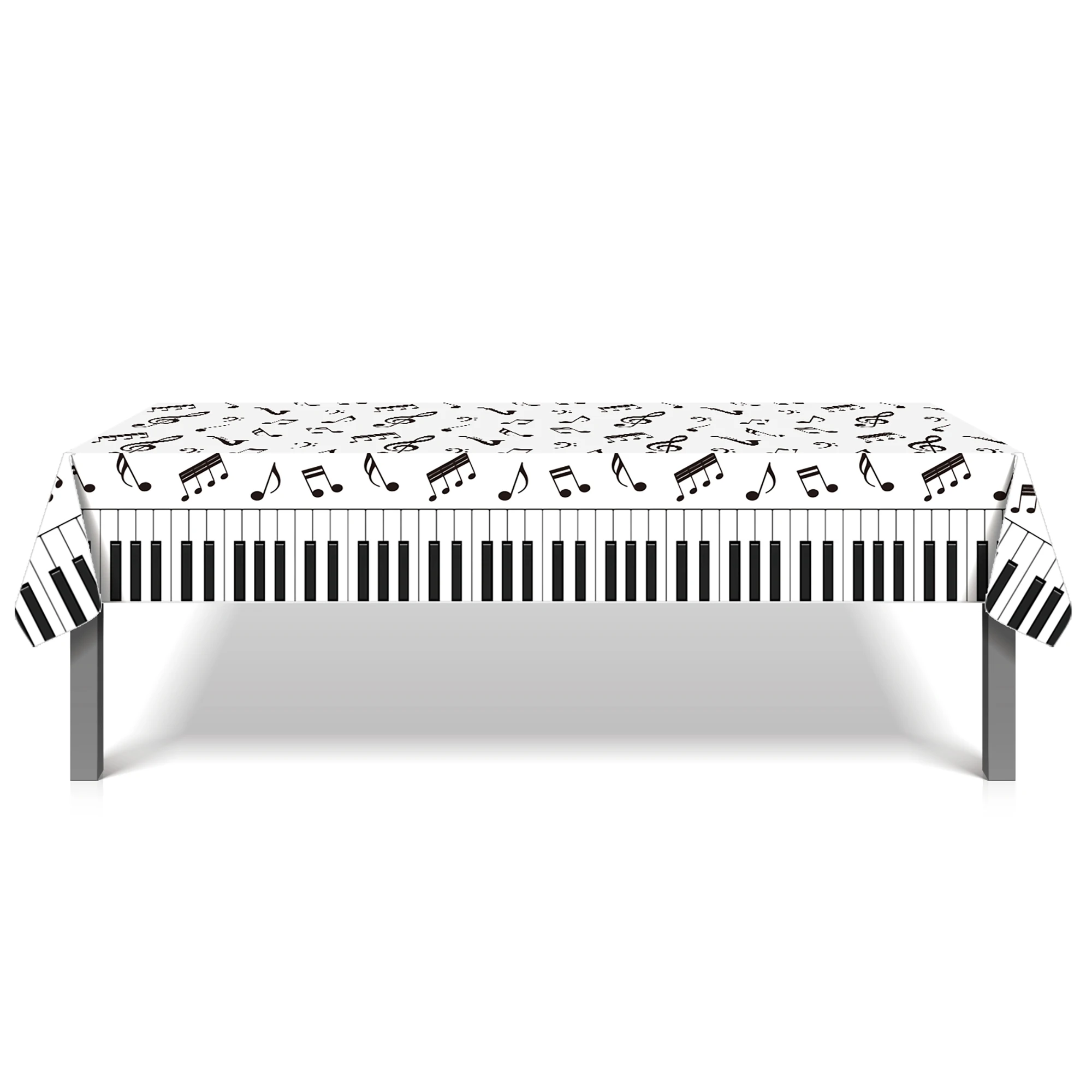 130x220cm Klavier Musik Party Pe Einweg Tischdecke Musik note Baby party Geburtstags feier Camping Tischset Tischdecke Dekor Image
