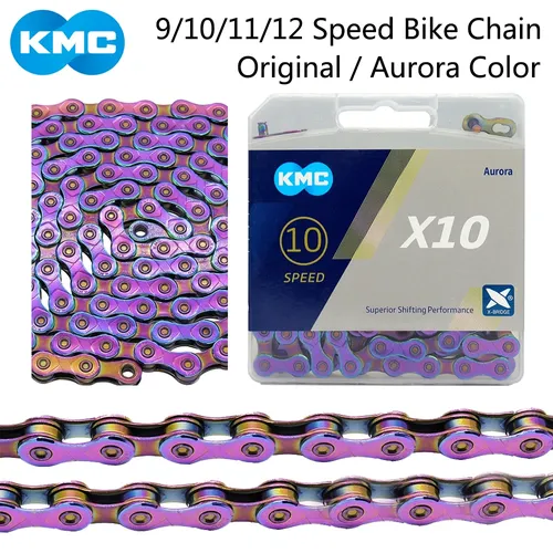 Kmc Fahrradkette x9 x10 x11 x12 Straße mtb Fahrradkette 9 10 11 12-Gang Aurora Farbe Fahrradkette