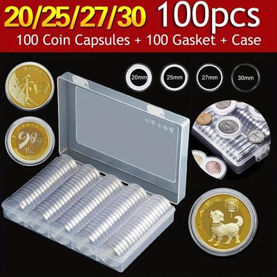 20/25/27/30mm 100pcs Commemorative Coin Box Coin Collection Box Display Cabinet Storage Box With Inner Pad For Collection