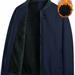 Warm Fleece Letter " R&q" Print Jacket, Men's Casual Crew Neck Zipper Pockets Zip Up Jacket Coat For Fall Winter
