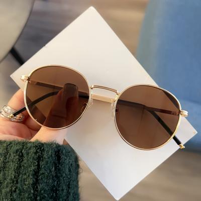 TEMU 5 Color Retro Exquisite Fashionable Round Metal Fashion Glasses, Photo Decoration Props For Parties And Gatherings Image