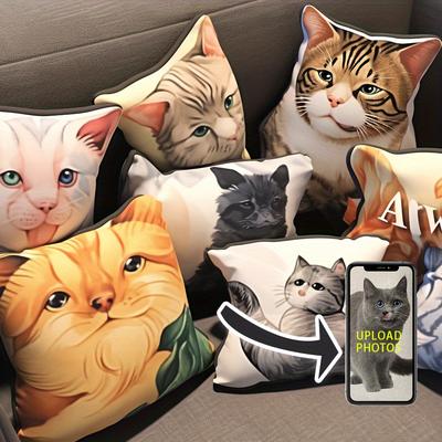 1pc Personalized Cat Pillow, Custom Pet Photo Cat ...