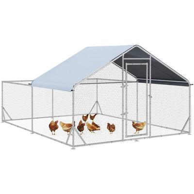 Freilaufgehege Hühnerstall, 400 x 300 x 195 cm Hühnerkäfig, Hühnergehege mit Sonnenschutzdach, Image