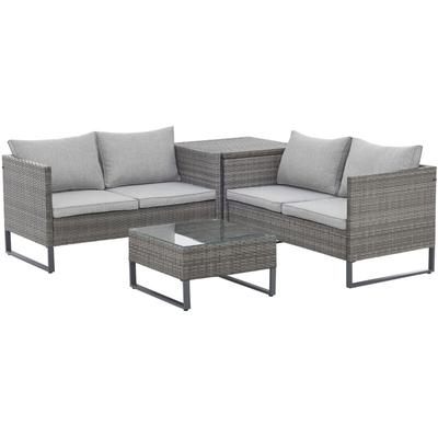 Kansas Rattanlounge Gartenmöbel Set Gartensofa Polyrattan Grau - Svita Image