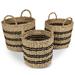 Costway Seagrass Basket Set of 3 Stackable Storage Bins with Handles Woven Round Basket-S
