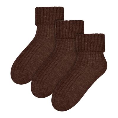 3 Paar Damen Wolle Bettsocken | Steven | Luxus Warm Lounge Schlafsocken - Schokolade Image