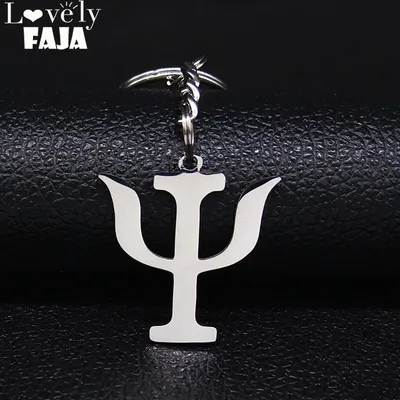 Simple Stainless Steel Greek Letter PSI Symbol Silver