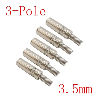 5Pcs 3.5mm Female Jack 3 Pole Audio Headphone Solder Wire Metal Socket Stereo Connector for Audio &