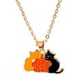 Cartoon Dripping Cat Necklace Metal Collarbone Chain Halloween Jewelry For Men And Women Pearl And Chain Necklace