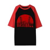 YUHAOTIN Female Sexy Tops for Women Going Out Women s Baseball Print Crew Neck Turtleneck T Shirt with Five Sleeves Plus Size Workout Tops Womens Cotton Tops