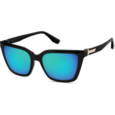 Zenni Women's Cat-Eye Rx Sunglasses Black Plastic Full Rim Frame
