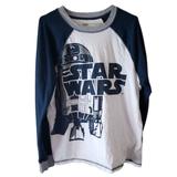 Disney Shirts | Disney Star Wars Graphic Raglan White Blue Long Sleeve T Shirt | Color: Blue/White | Size: L