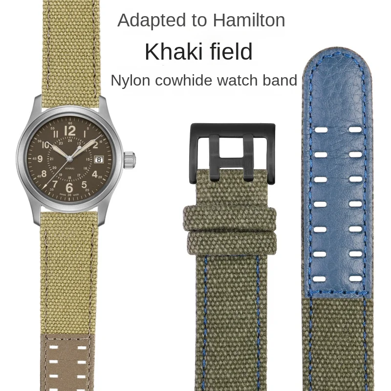 Per Hamilton Khaki Field h760250/h77616533/h70605963 H68201993 cinturino per orologio in tela cinturino in Nylon da uomo in vera pelle 20mm 22mm