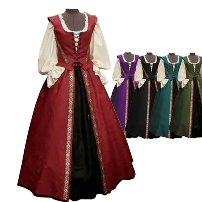 Dame mittelalterliche Prinzessin Renaissance viktorianischen Vintage Kleid Kostüm Schnürung Cosplay Halloween Karneval Party Kostüm Image