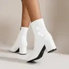 Schuhe für Frauen Stiefeletten für Frauen 2024 Seiten reiß verschluss Stretch Mittel absatz plus Größe kurze Stiefel Mode spitze Schuhe 35-42