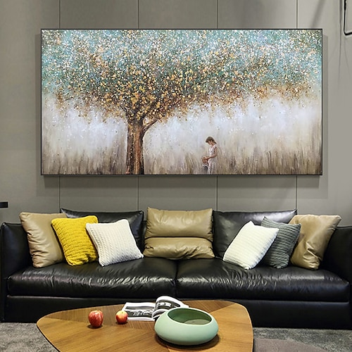 Abstraktes buntes Baum-des-Leben-Ölgemälde, Wandkunst, Leinwand, handgemalte Wandkunstbilder für Wohnzimmer, Heimdekoration, ohne Rahmen Image