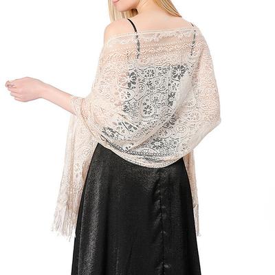 Women's Rectangle Scarf Wedding Party Special Occasion Beige Black White Scarf Pure Color