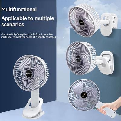 Portable fan USB Rechargeable 3-gears Wireless Electric fan hand fan Clip Circulator Cooling Fan for camping Desktop Office Handheld Fan with Detachable Base Small Portable Clip-on Fan