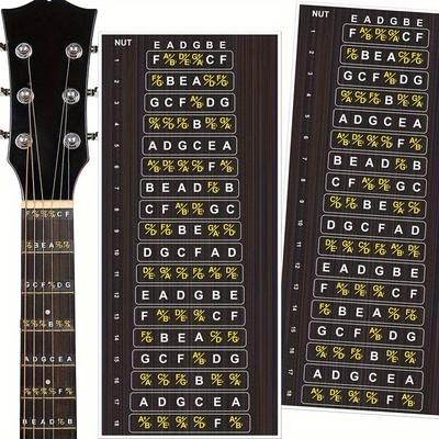 TEMU 1pc Guitar Stickers Folk Guitar Stickers Electric Guitar Scale Chart Acoustic Guitar Scale Stickers