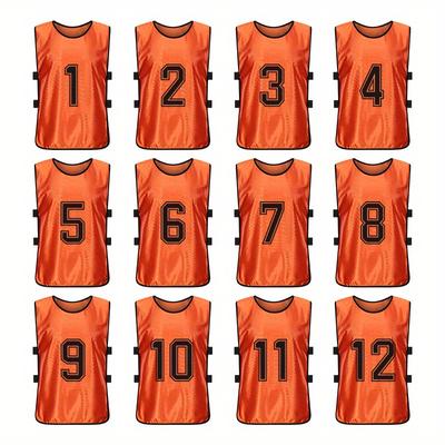 12pcs Numbered Sports Pinnies For Soccer And Basketball Scrimmages - Set Of 12 Practice Vests For Adults