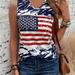 American Flag Print V Neck Tank Top, Casual Sleeveless Top For Spring & Summer, Women's Clothing