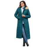 Plus Size Women's Maxi-Length Quilted Puffer Jacket by Roaman's in Deep Lagoon (Size 6X) Winter Coat
