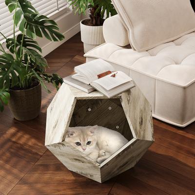 25.98'' Shaped Pet Cat Kennel Side Table MDF Multi-Purpose Furniture