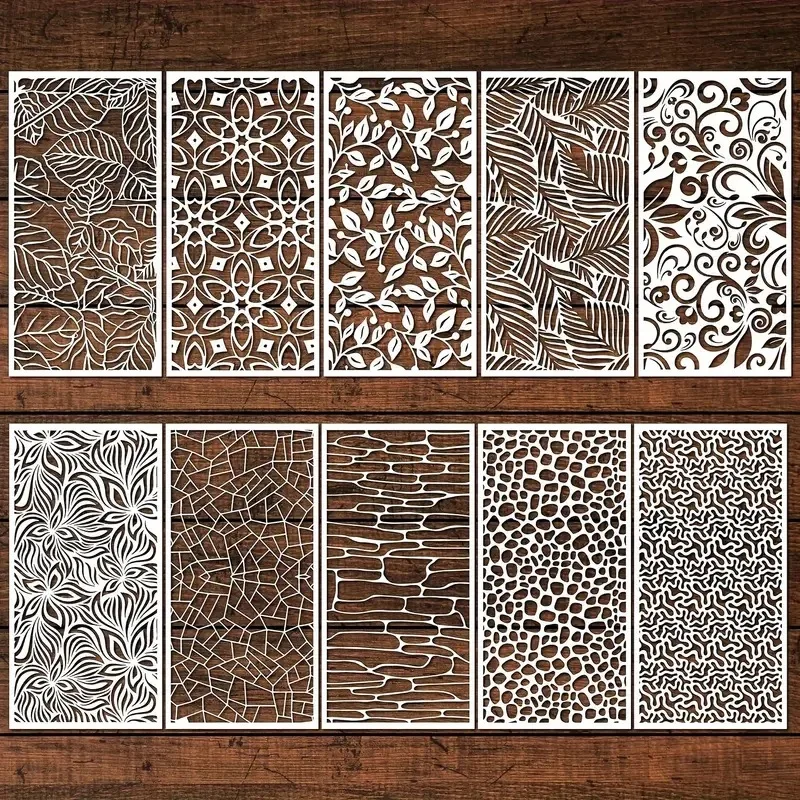 10 pièces/ensemble 24cm fleurs feuilles Texture bricolage superposition pochoirs peinture Scrapbook coloriage gaufrage Album modèle décoratif