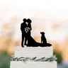 Mr e Mrs Wedding Cake Topper Sposo baciare le spose fronte con il cane silhouette Cake topper