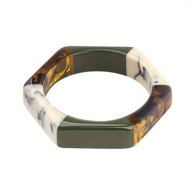 TEMU Colorful Hexagonal Bangle Bracelet Vintage Geometric Bangle Women's Exquisite Charm Bangle Image