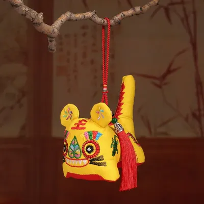 Chinese Traditional Cloth Fabric Tiger Doll Lucky Toy New Year Newborn Baby Birthday Gift Embroidery