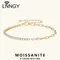 Lnngy 2mm Moissanite Bracelet Korean Ins 925 Sterling Silver Paper Clip Chain Adjustable Bracelets