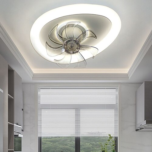 LED-Deckenventilator mit 1 Licht, 55 cm, dimmbar, Grandeals, minimalistisch, Acryl, Schlafzimmer, Küche, modern, nordischer Stil, 110–240V, nur dimmbar mit Fernbedienung Image