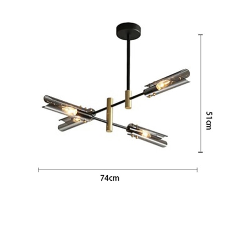 LED-Pendelleuchte Vintage Industrial 74/87/92cm 4-flammig/6-flammig/8-flammig Bernstein Rauchglas Beleuchtung für Esszimmer Schlafzimmer Moderner Stil 110-240V Image
