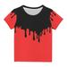 Lilgiuy Little Boys Girls Patchwork T Shirt Children Short-Sleeve Crew Neck Top Summer T Shirt for Workout Sport Athletic(Red 11-12 Years)