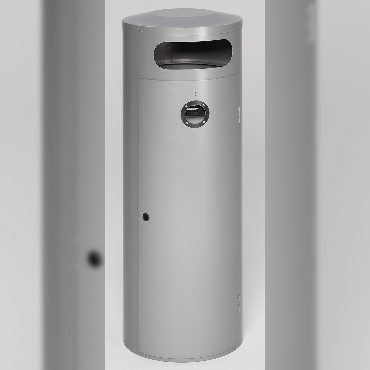 PROREGAL Kombiascher mit Einflügeltür | Ascher innen | 90 Liter, HxBxT 124,5x42x42cm | Verzinkter Stahl | Silber | Mülleimer Aschenbecher Abfalleimer Image