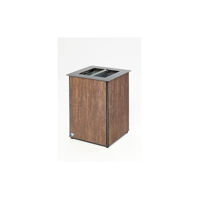 PROREGAL Robuster Abfallsammler mit Deckel aufklappbar | 80 Liter, HxBxT 73x50,5x50,5cm | Verzinkter Stahl | Braun-Edelstahl | Mülleimer Abfalleimer Image