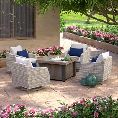 Cannes 5 Piece Sunbrella Outdoor Patio Motion Fire Chat Set - 42"W x 42"D x 25"H