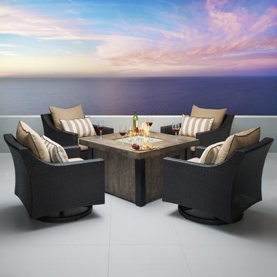 Deco 5 Piece Sunbrella Outdoor Patio Motion Fire Chat Set - 42"W x 42"D x 25"H