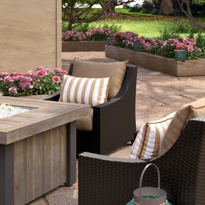 Deco 5 Piece Sunbrella Outdoor Patio Fire Chat Set - 42" W x 42" D x 25" H