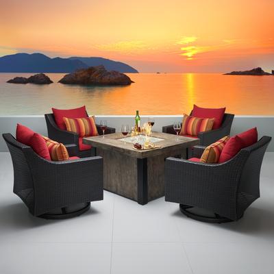 Deco 5 Piece Sunbrella Outdoor Patio Motion Fire Chat Set - 42"W x 42"D x 25"H