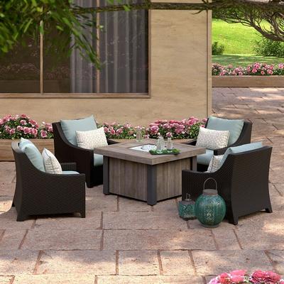 Deco 5 Piece Sunbrella Outdoor Patio Fire Chat Set - 42" W x 42" D x 25" H