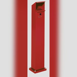 PROREGAL Robuster Ascher Standsäule mit Schloss und Bodenplatte | 2 Liter, HxBxT 115x18x15cm | Verzinkter Stahl | Rot | Ascher Aschenbecher Image