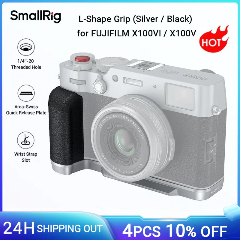 SmallRig L-förmiger Griff für FUJIFILM X100VI / X100V, mit Arca-Swiss Schnellwechselplatte für Stativhalterung, mit Silikongriff 4555 Image