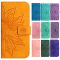 Étui portefeuille à rabat en cuir tournesol pour femme, coque de téléphone pour Xiaomi Redmi 13C,