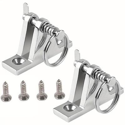 TEMU 2pcs Steel Bimini Hinges With Pin And Ring, Marine Boat Hardware, Includes Free Installation Screws, And -resistant For Outdoor Use, Outdoor Mounts | Polished | Stainless Steel Hinges