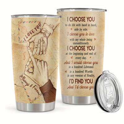 TEMU 1pc, 20oz Valentines Day Stainless Steel , Wife Birthday Valentines Day Gifts Ideas, Anniversary I Love You Romantic Gifts For Her, To Wife Husband 20oz Stainless Steel With Lid