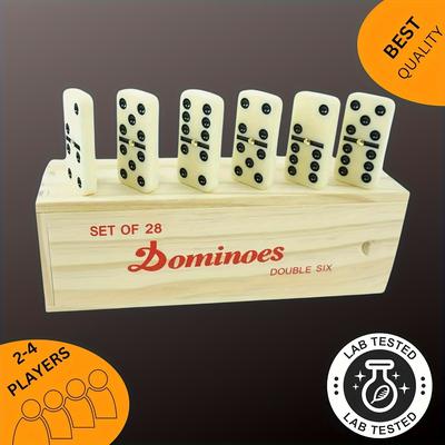 28pcs/set Domino Wooden Box With Black Domino Wooden Board Game Teaching Aids
