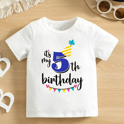 Boy's 5th Birthday T-shirt 5 Year Old Kids Birthday Party Clothes T Shirt Children's Gift